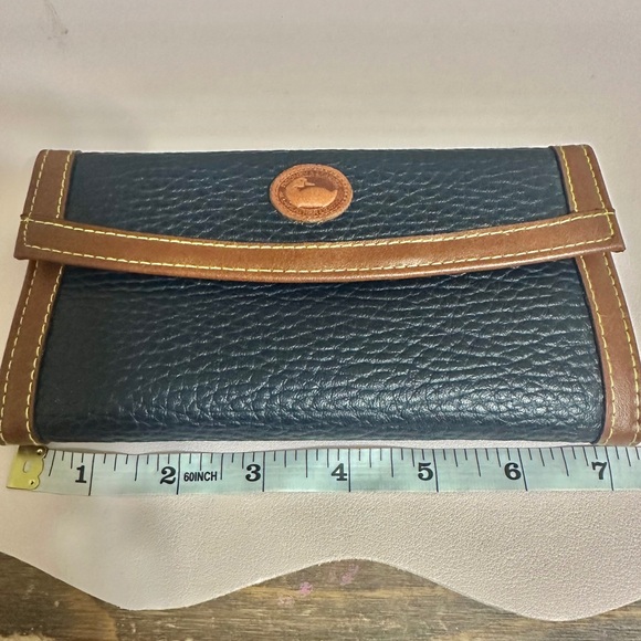 Dooney & Bourke Navy Leather Wallet with Brown Trim - Picture 3 of 8